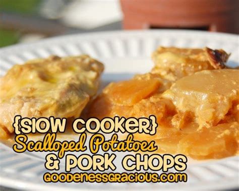 Rinse and put in crockpot. Scalloped Potatoes & Pork Chops - GOODEness Gracious