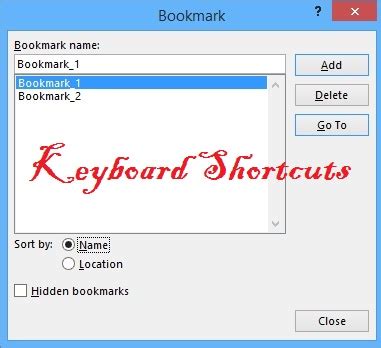 How to reuse or move a bookmark in microsoft word. Keyboard Shortcut Keys To Open Bookmarks Window In Word ...