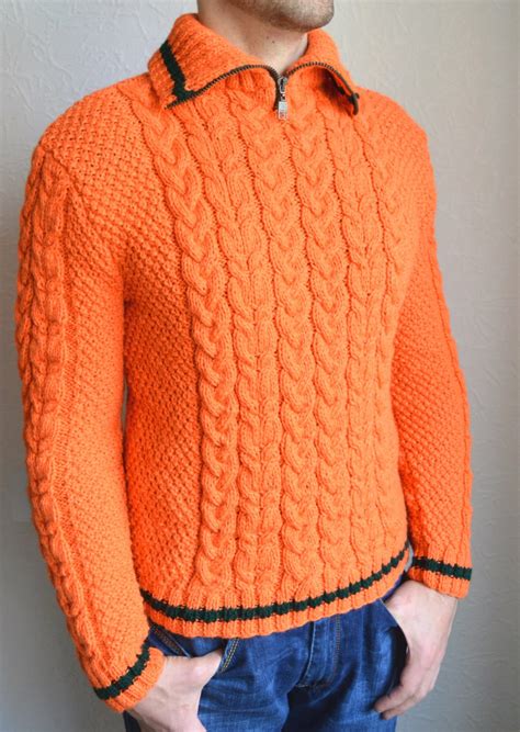 Hand Knitted Mens Sweater Etsy