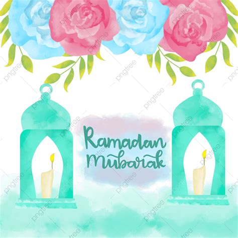 Ramadan Lantern Png Picture Watercolor Ramadan Moon With Rose Flowers