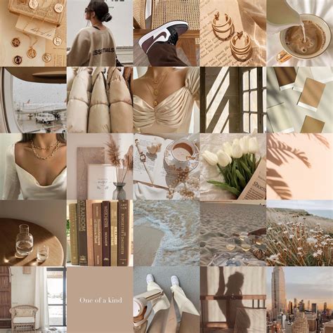 90 Neutral Beige Aesthetic Photo Wall Collage Kit Boujee Etsy