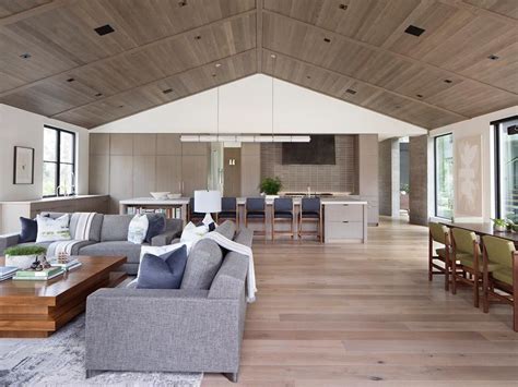 A Wood Ceiling Adds Warmth Inside This Modern Farmhouse In 2020 Open