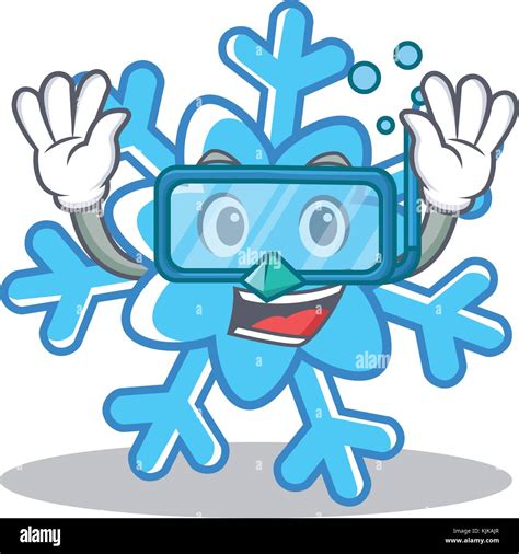 Diving Snowflake Character Cartoon Style Stock Vector Image And Art Alamy