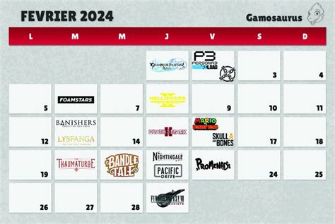 calendrier des sorties jeux vidéo du mois de février 2024 gamosaurus