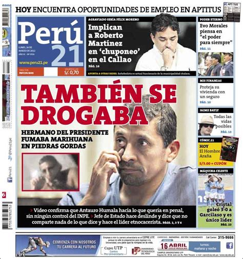 Periódico Perú 21 Perú Periódicos De Perú Edición De Lunes 26 De