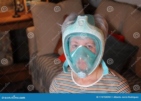 Hilarious Senior Woman With Scuba Mask Stock Photo Image Of