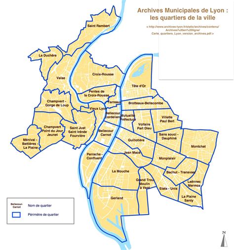 Plan Et Carte Des Quartiers De Lyon Districts Et Banlieue De Lyon
