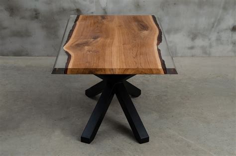 Custom resin epoxy table with metal table legs live edge | Etsy