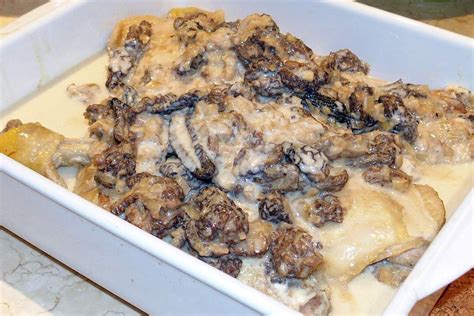 Poulet au vin jaune et morilles