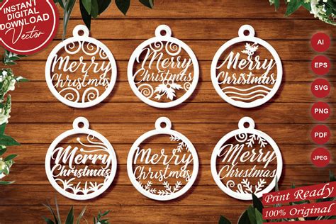 Merry Christmas Laser Cut Ornament Designs Svg Cut Files Cut Files Design Bundles