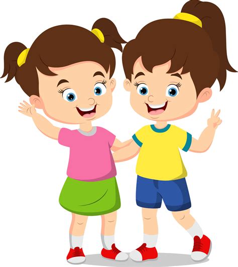 Happy Two Girls Cartoon On White Background 8568650 Vector Art At Vecteezy