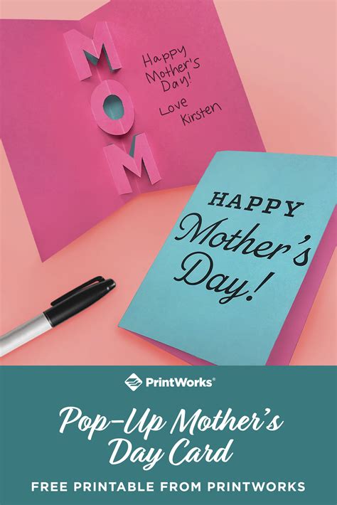Mothers Day Pop Up Card Free Printable From Printworks In 2021