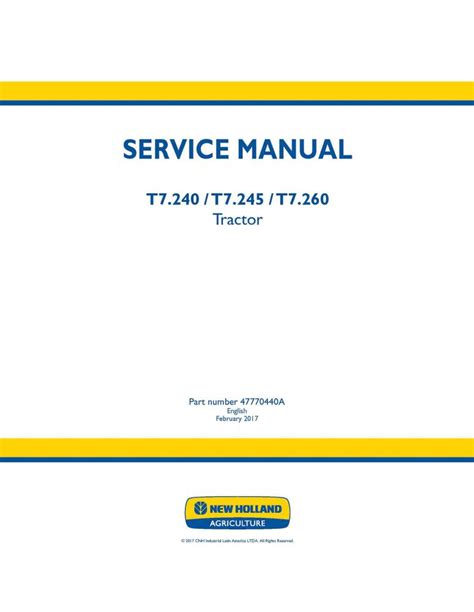 Manual De Serviço Pdf Do Trator New Holland T7240 T7245 T7260