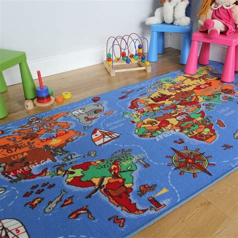 The Rug House Educational Fun Colourful World Map Countries And Oceans