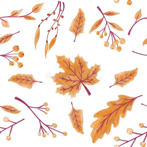 Fall Leaves Seamless Pattern With Gold Glitter Texture Illustration