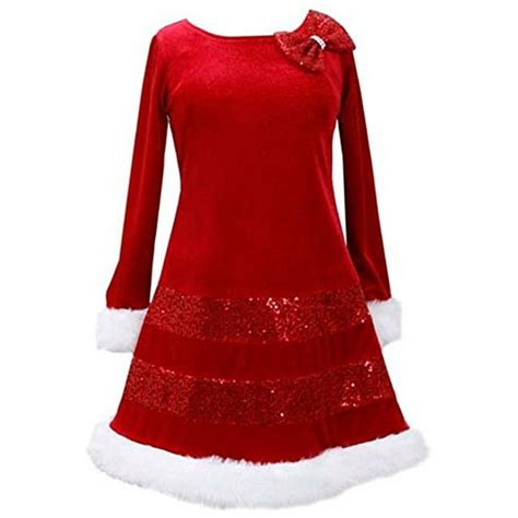Bonnie Jean Bonnie Jean Santa Christmas Red Bow Velvet Dress Girls 2t