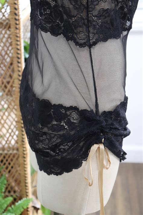 Victoria Secret Black Lace Babydoll Small Black Fitted Etsy