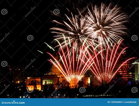 New Year S Eve Fireworks In Edmonton Alberta Stock Photo Image Of Alberta Edmonton