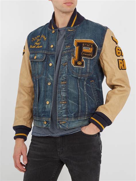 Ralph lauren polo mens pony logo down puffer jacket. Polo Ralph Lauren Leather-sleeved Denim Varsity Jacket in ...