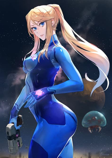 Samus Aran And Metroid Metroid Drawn By Unsomnus Danbooru