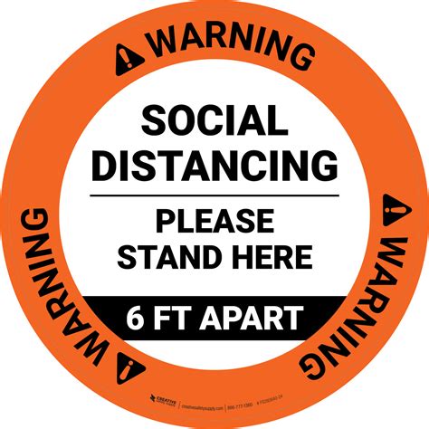 Warning Social Distancing Please Stand Here 6 Ft Apart Circular