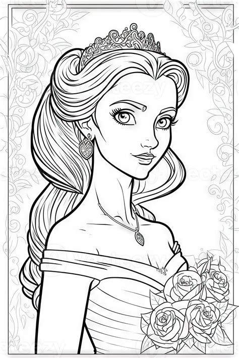 Princess coloring page for adults simple cute generative art 21924781 stock photo at vecteezy
