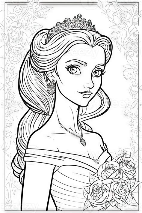 Princess Coloring Page For Adults Simple Cute Generative Art 21924781