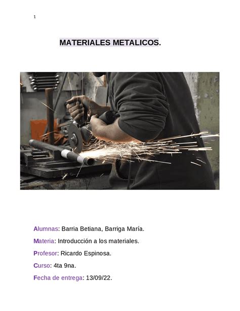 Materiales Metalicos Metales Resúmenes De Química Docsity