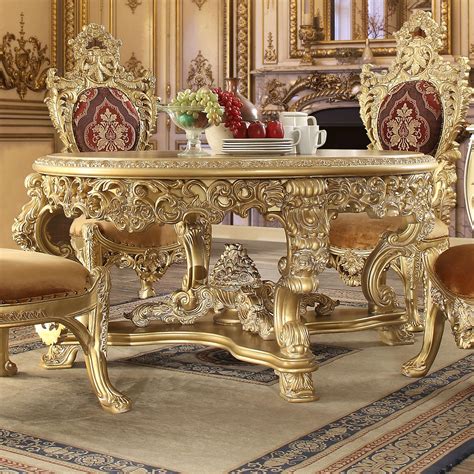 Baroque Rich Gold Round Dining Table Traditional Homey Design Hd 8086
