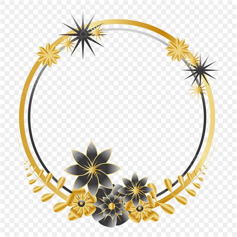 Gold Circle Frames Png Transparent Circle Shape Black Gold Flower