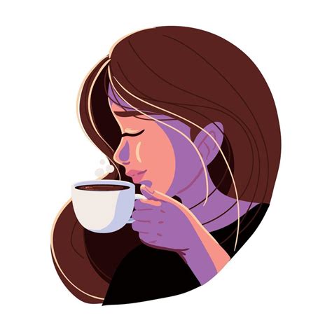 Woman Drinking Hot Coffee 11143686 Vector Art At Vecteezy