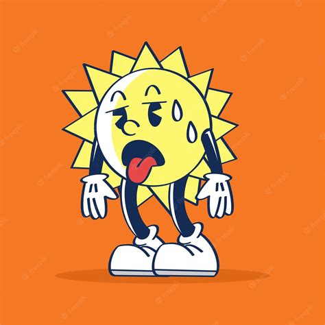 Premium Vector Sun Cartoon Character Get Tired And Sweating With Cute