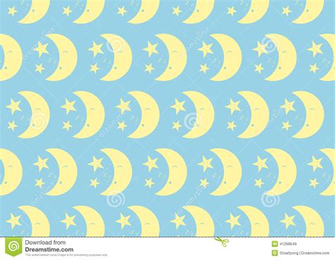 Happy Cute Moon And Star Pattern On Pastel Color