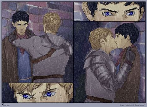 two people are kissing in the rain with blue eyes and one is wearing a brown jacket