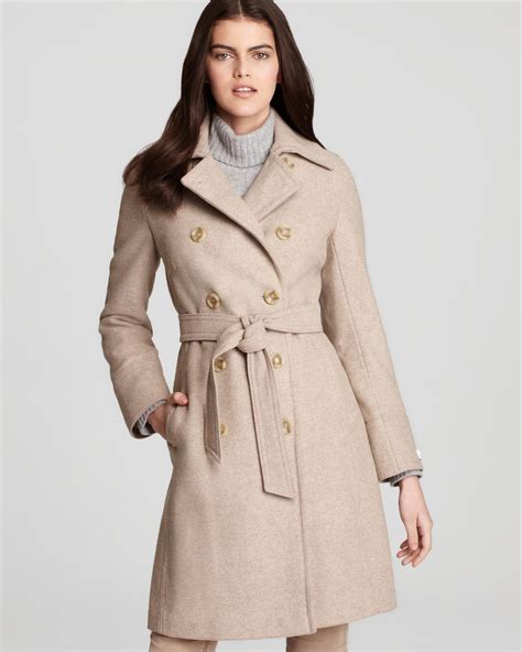 Calvin Klein Double Breasted Belted Trench Coat In Oatmeal Natural Lyst