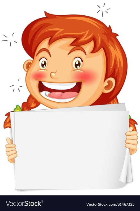 Blank Sign Template With Cute Girl On White Background Illustration