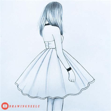 How To Draw A Girl Drawing Beautiful Dress Pencil Drawing For Beginner