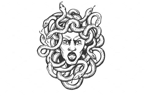 Check spelling or type a new query. Medusa greek myth creature engraving vector | Custom ...