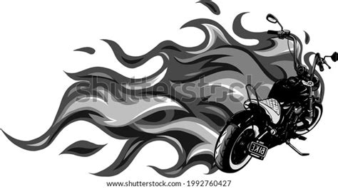 Custom Motorcycle Flames Vector Illustration Design Stock Vector
