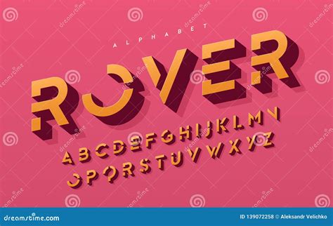 Stylized 3d Uppercase Letters Alphabet Typeface Font Typography