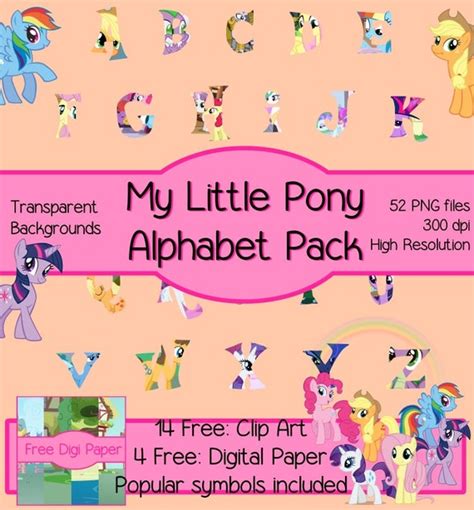 My Little Pony Alphabet Clip Art Scrapbook Set By Digiartcrafts