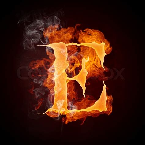 Fire Letters E Isolated On Black Stock Image Colourbox