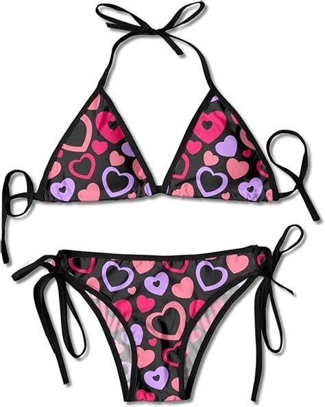 Fashion Triangle Bikini Sets For Womenheart Love Sexy Swimwear Halter String Two