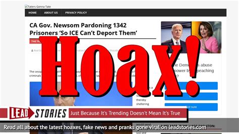 Fake News Ca Gov Newsom Did Not Pardon 1342 Prisoners So Ice Couldnt