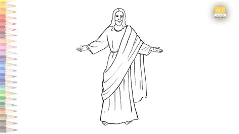 Jesus Christ Outline Sketch Easy How To Draw Jesus Christ Drawing