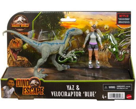 Jurassic World Camp Cretaceous Dino Escape Yaz Velociraptor Blue Action Figure 2 Pack Includes 2