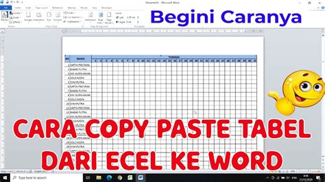 Cara Copy Paste Tabel Excel Ke Word Supaya Tidak Berantakan Youtube