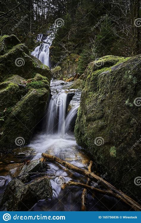 Beautiful Scenery Of A Powerful Waterfall In A Forest Near Mossy Rock