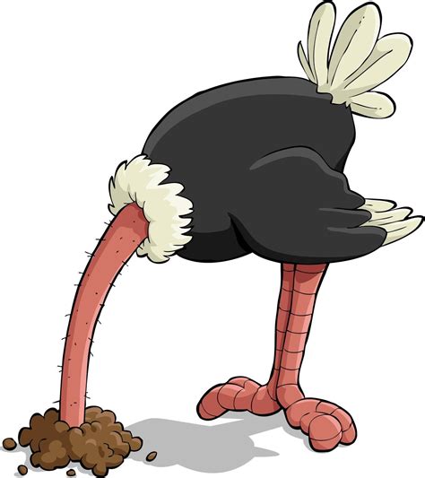 Ostrich With Head In Sand Illustration