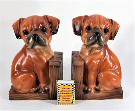 Vintage 1980s Ceramic Bookends Boxer Puppy Dogs P196 Etsy